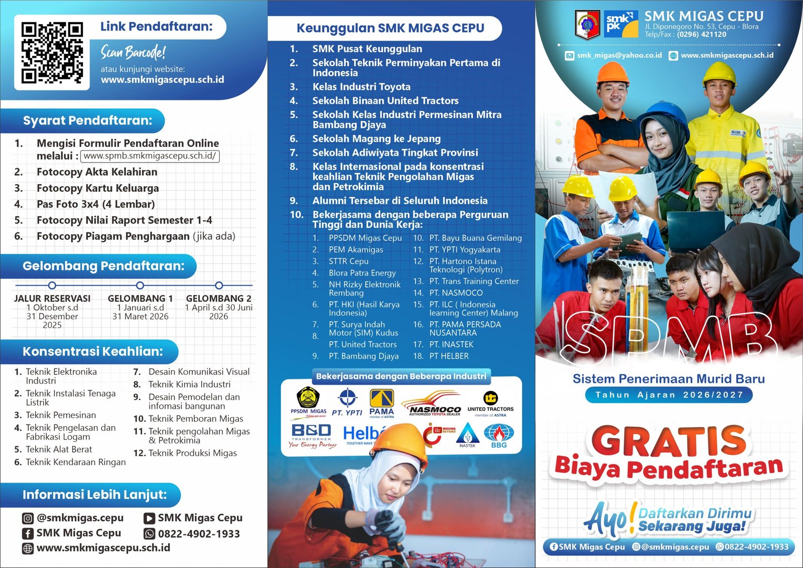 PENERIMAAN PESERTA DIDIK BARU SMK MIGAS CEPU TAHUN PELAJARAN 2026/2027 TELAH DIBUKA